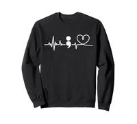 Semicolone Heartbeat Heart Santé mentale Fête des Mères Sweatshirt