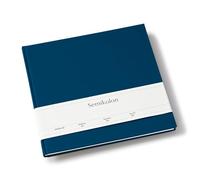 Semikolon 371035 Livre d'or Slim 25 x 23 cm - avec 100 pages vierges à personnaliser, marque-page - bleu marine foncé