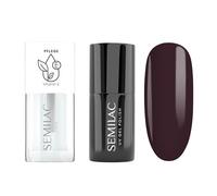 Semilac Duopack - Vernis à ongles UV 412 Earth Brown 7 ml et huile pour ongles Fraise Vanille 7 ml