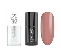 Semilac Duopack - Vernis à ongles UV 585 Caramel Tan 7 ml et huile à ongles Fraise Vanille 7 ml
