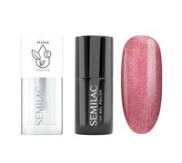 Semilac Duopack - Vernis à ongles UV 662 Rosé Gloss 7 ml et huile à ongles Fraise Vanille 7 ml