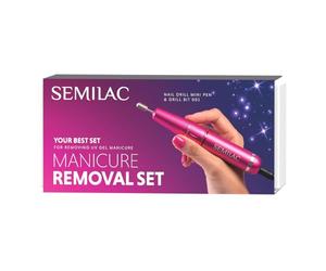 Semilac Manucure Removal Kit - Mini Pen Ponceuse à Ongles + Embout de Fraise Cylindrique 001
