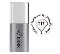 Semilac Vernis à ongles gels semi-permanents UV T17 Top Coat Sparkling Pink 7ml