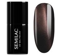 Semilac Vernis à ongles UV 965 Chocolate Gloss 7 ml - Marron profond avec effet brillant magnétique chaud Cat-Eye - Collection Inner Glow