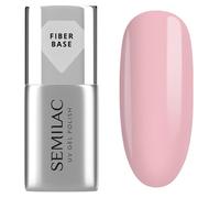 Semilac Vernis à ongles UV Fiber Base Pink Milk 7 ml - Base de construction et d'extension avec fibres de nylon, base gel UV rose laiteux, auto-nivelant