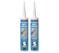 SEMIN A00968 Mastic Acrylique Blanc - Reprise de Fissures et Réalisation de Joints - Intérieur/Extérieur - Bois, Béton, PVC, Aluminium Anodisé - Lot de 2 cartouches 310 ml