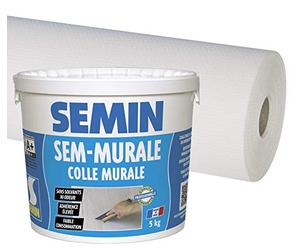 Semin A01541 Colle en Pâte pour Toiles de Verre Prête à l'Emploi, Seau de 10 kg et A00168 Sem Toile Eco T 023, Toile de Verre pour Murs et Plafonds, Motif Maille, Intérieur, 50 m x 1 m