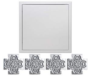 Semin A03619 Trappe Métallique Laquée Blanche, 400 mm x 400 mm, Gaines Techniques et Conduites et A07884 Croix Solutions, Système de Fixation