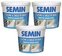Semin A04733 Enduit de Lissage Cuisine et Salle de Bains, Adapté aux Pièces Humides, Seau de 1 kg (Lot de 3)