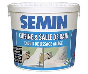 Semin A04733 Enduit de Lissage Cuisine et Salle de Bains, Adapté aux Pièces Humides, Vert, Seau de 1 kg