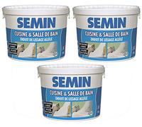 Semin A04736 Enduit de Lissage Cuisine et Salle de Bain, Adapté aux Pièces Humides, Seau de 5 kg (Lot de 3)