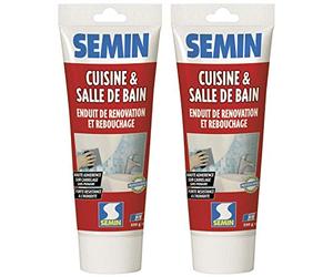 Semin A04757 Enduit de Rebouchage et Rénovation Spécial Cuisine et Salle de Bains, Adapté aux Pièces Humides, Tube de 330 g (Lot de 2)