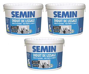 Semin A05267 Enduit de Lissage en Pâte pour Murs et Plafonds, Intérieur, Seau de 4 kg (Lot de 3)