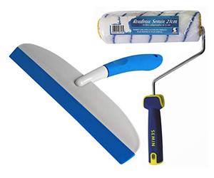 Semin A06723 Rouleau pour Application d'Enduit ou de Peinture, 23 cm et Semin A04903 Raclette à Lisser, 30 cm