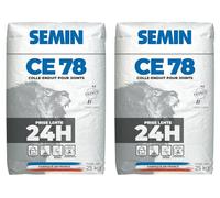 SEMIN CE 78 Lent - 2 X 25 kg - Enduit pour Joints de Plaques de Plâtre avec Bande à Joint - Temps d'Emploi Supérieur à 24 h - Application Manuelle ou Mécanique - Finition Professionnelle - Intérieur