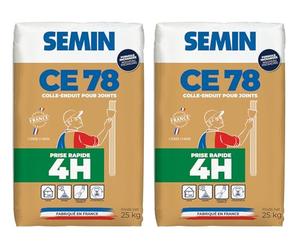 SEMIN CE 78 Rapide 4H - Enduit en Poudre pour Joints de Plaques de Plâtre - Temps de Prise 4 Heures - Finition dans la Journée - Intérieur - 2 X Sac 25 kg