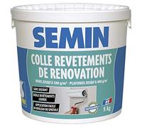 SEMIN Colle Revêtements Muraux Lourds 5 kg - Sans Solvant Sans Odeur - Prête à l'Emploi - Murs et Plafonds Intérieur - Fabrication Française
