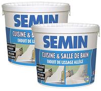 SEMIN Enduit de Lissage Hydro Allégé - Spécial Cuisine & Salle de Bain - Haute Résistance à l’Humidité - Prêt à l’Emploi - Application Facile - Avant Peinture & Revêtement Mural - 2 Seaux de 1 kg