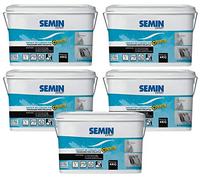 Semin Enduit de Lissage - Poussière Maîtrisée - Finition des Murs - 3 Fois Moins de Ponçage - Intérieur - Seau de 4 kg (Lot de 5)