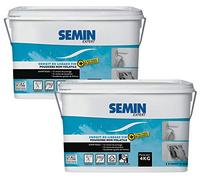 Semin Enduit de Lissage - Poussière Maîtrisée - Finition des Murs - 3 Fois Moins de Ponçage - Intérieur - Seau de 4 kg (Lot de 2)