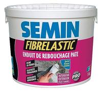 SEMIN Enduit de Rebouchage Élastique Fibrelastic 5kg - Fissures Vivantes Mur & Plafond, Enduit Fibre de Verre Intérieur/Extérieur, Rebouchage Flexible Multi-Supports, Qualité Professionnelle