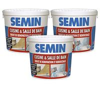 Semin - Enduit de Rebouchage et Rénovation - Spécial Cuisine et Salle de Bains - Seau de 1 kg (Lot de 3)