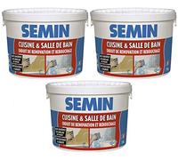 Semin - Enduit de Rebouchage et Rénovation - Spécial Cuisine et Salle de Bains - Seau de 5 kg (Lot de 3)