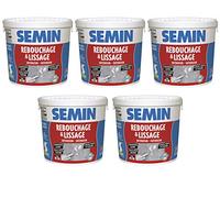Semin Enduit de Rebouchage - Spécial Fissures et Trous de Vis - Intérieur/Extérieur - Seau de 1,5 kg - 5m² (Lot de 5)