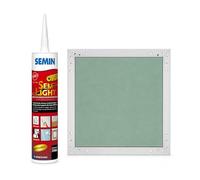 SEMIN Kit Trappe de Visite Hydro + Enduit Allégé Sem-Light - Trappe Accès Gaines Techniques Salle de Bain 300 x 300 mm + Rebouchage & Finition - Spécial Pièces Humides - Cartouche 310 ml