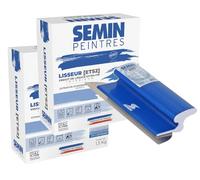 Semin Lisseur, Enduit de Lissage Extra Fin en Poudre pour Finition des Murs, Intérieur, Boite de 1,5 kg (Lot de 2) et une Lame CE 78 pour Enduire et Lisser, 25 cm