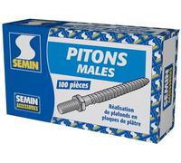 SEMIN Pitons Mâles pour Faux Plafond - Boîte de 100 - Fixation Cavalier Pivot - Ossature Placo & Fourrures - Pose Rapide et Solide - Rénovation Plafond Intérieur