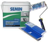 Semin Rénovation des toiles de verre, Pack composé d'un enduit garnissant, d'un rouleau et d'une lame à lisser permettant de rénover facilement une ancienne toile de verre pour obtenir un mur lisse