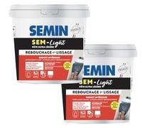 SEMIN SEM-LIGHT Enduit Léger de Rebouchage et Lissage -2 x 10 L - Sans Retrait, Séchage Rapide - Réparation Trous et Fissures - Intérieur Murs et Plafonds - Blanc Mat Prêt à l'Emploi