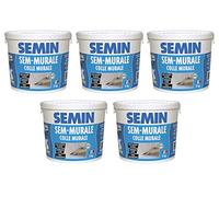 Semin - Sem-Murale - Colle pour Toiles de Verre et Revêtements Muraux Légers - Pâte - Prêt à l'Emploi - Seau 5 kg (Lot de 5)