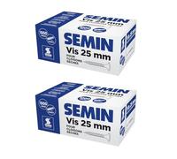 SEMIN Vis Plaque de Plâtre 3,5 x 25 mm - Vis Auto-Perceuses TTPC Double Filet - Fixation Ossature Métallique Intérieur - Acier Phosphaté Anti-Corrosion - 2 X Boîtes de 1000 Vis - Norme DTU 25.41