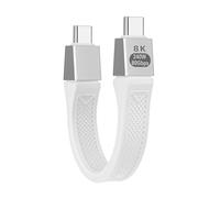 Seminer Câble plat court USB-C vers USBC 240W (13 cm), Compatible Thunderbolt 5/4 à 80 Gbit/s, Charge Rapide, OTG et Prise en Charge de L'affichage 8K pour tous les Appareils Type-C-Blanc