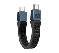 Seminer Câble plat court USB-C vers USBC 240W (13 cm), Compatible Thunderbolt 5/4 à 80 Gbit/s, Charge Rapide, OTG et Prise en Charge de L'affichage 8K pour tous les Appareils Type-C-Noir