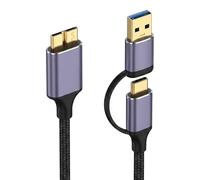 Seminer Câble USB-C vers Micro-B de 1 m, Câble 2-en-1 pour Disque dur, 5 Gbps, Compatible avec Seagate/WD/Toshiba, Galaxy S5/Note 3, iPhone Séries 17/16