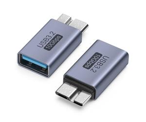 Seminer Lot de 2 adaptateurs Micro B mâle vers USB femelle Micro B vers USB 3.0 femelle Adaptateur de données court pour ordinateurs, ordinateurs portables, disques durs externes