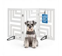 Semiocthome Barrière Escalier pour Chien avec 4 Panneaux & 2 Supports | Barrière En Bois avec une Ouverture Maximale de 188 cm et une Hauteur de 61 cm, conçue pour les Chiens de Petite Taille