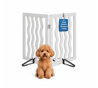 Semiocthome Barrière Escalier pour Chien avec 4 Panneaux & 2 Supports | Barrière En Bois avec une Ouverture Maximale de 188 cm et une Hauteur de 61 cm, conçue pour les Chiens de Petite Taille
