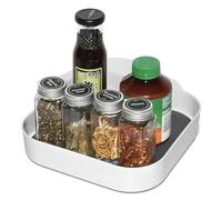 Semlos Lazy Susan Plateau tournant pour armoire d'angle - Étagère à épices carrée rotative pour le rangement et l'organisation de la cuisine - Organiseur de réfrigérateur antidérapant