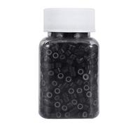 Boucles d'extension de cheveux, 1000 PCS/Bouteille 5 MM Doublure En Silicone Anneaux Boucles Perles Outils Pour Extension de Cheveux Humains 5 Couleurs(Noir)