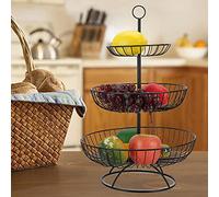 Semme Assiette à Fruits Moderne à 3 Niveaux, Panier de Rangement de Fruits élégant, Plateau pour la Décoration de la Maison, Construction en Fer Facile à Concevoir pour (BLACK)