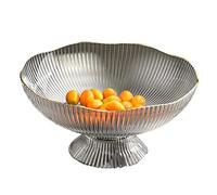 Semme Assiette à Fruits sur Pied en Plastique avec Trou de Drainage, Base Amovible, élégant Plateau de Présentation de Collations pour le Salon, la Table Basse, les Fêtes, Gris (GRAY)