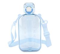 Semme Bouteille Plate de 750 Ml, Résistante aux PC, Fine, Portable, avec Sangle de Transport, pour Voyage, Salle de Sport, Camping, Transparente, Légère (BLUE)