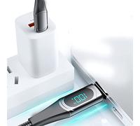 Semme Câble de Charge Rapide PD avec Affichage LED, 100W, 20V/5a, Câble de Données de Type C, 6,6 Pieds, en Nylon, pour Ordinateur Portable, Tablette, Téléphone, Bleu (BLACK)