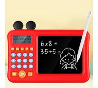 Semme Calculatrice pour Enfants avec Bloc-Notes Machine d'apprentissage des Mathématiques Numérique Rouge pour Enfants Addition Soustraction Multiplication Division Outil éducatif d'apprentissage