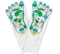 Semme Chaussettes de Réflexologie D'acupression Massage des Pieds Zone de Réflexion Chaussettes Schématiques Non Contraignantes Coton Super Doux Conception en Tricot Ample Favorise la (WHITE)