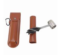 Semme Clé à Tarière Manuelle à Bois, Perceuse à Tarière de Survie Manuelle avec étui en Cuir PU, Outil de Poinçonnage Multifonctionnel pour le Camping, les Projets de Bricolage en Plein Air
